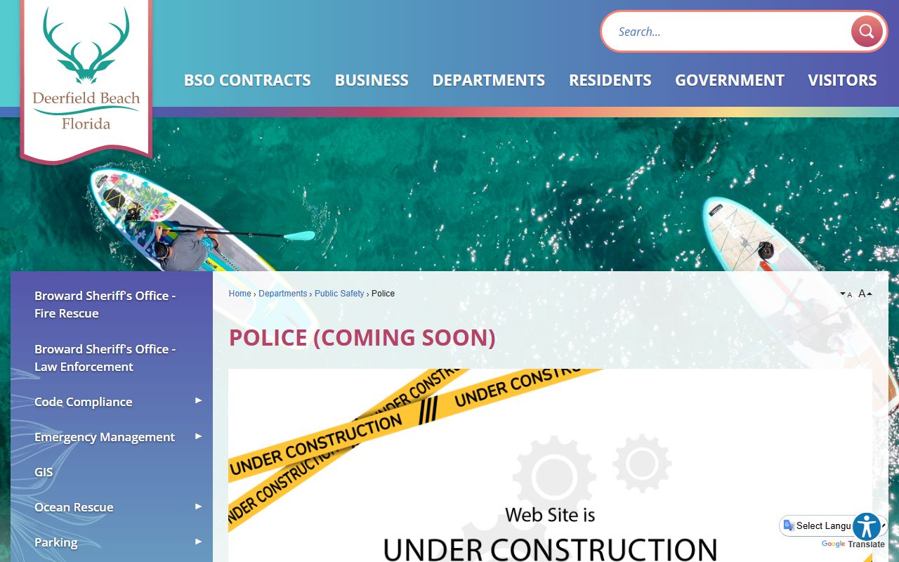 Deerfield Beach Police Department website for warrant records information