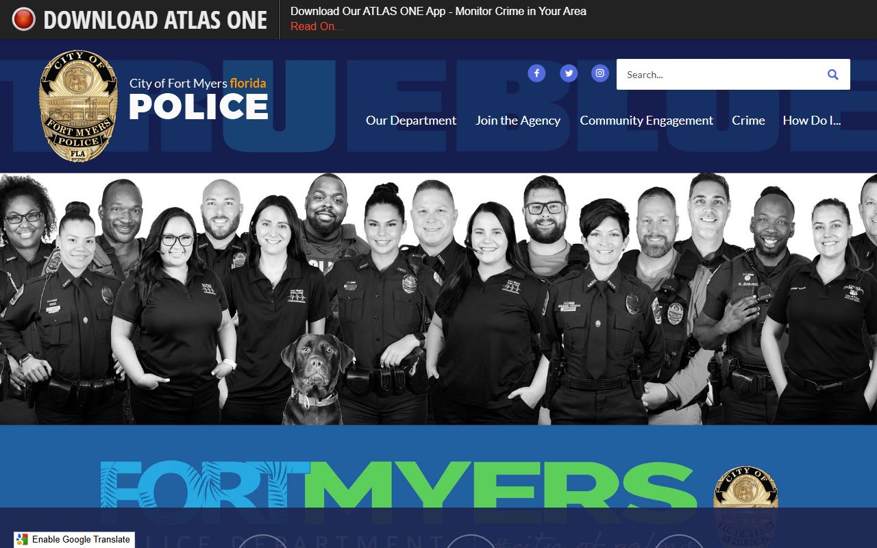 Fort Myers Police Department website for warrant records information