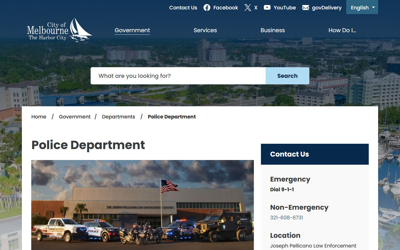 Melbourne Police Department website for warrant records information