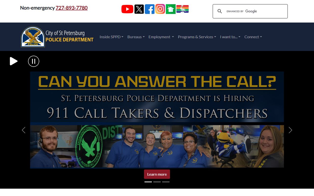 St. Petersburg Police Department website for warrant records