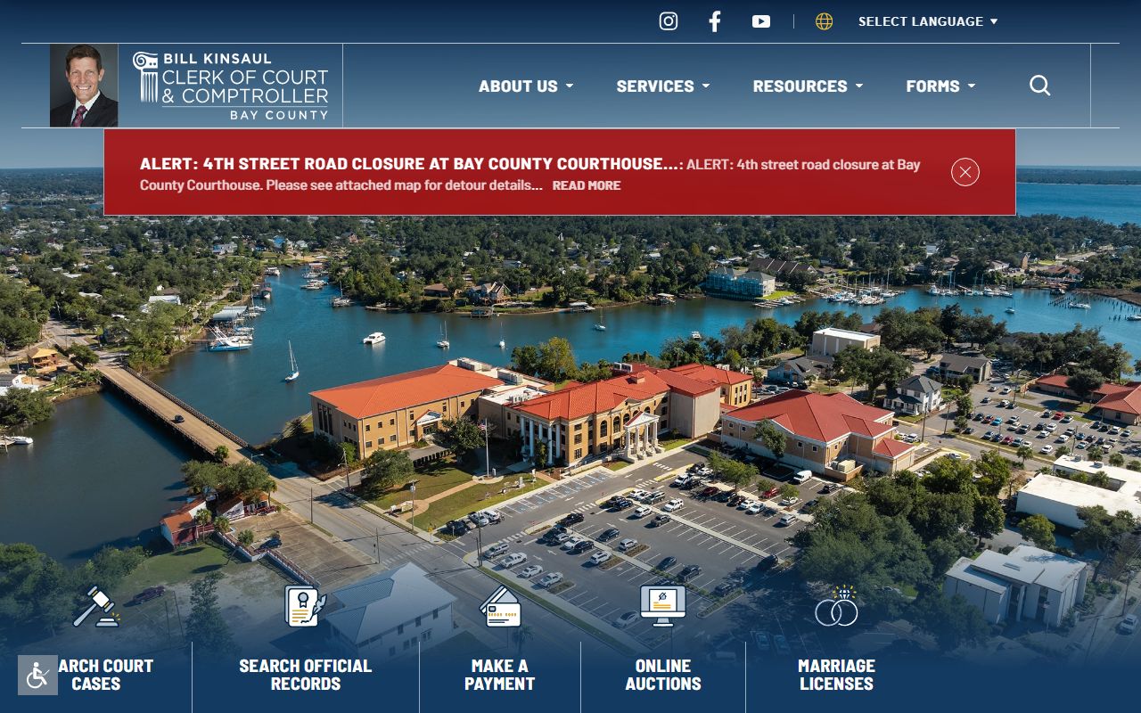 Bay County Clerk of Court website for warrant records search