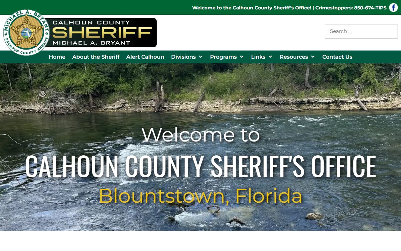 Calhoun County Sheriff's Office website for warrant records