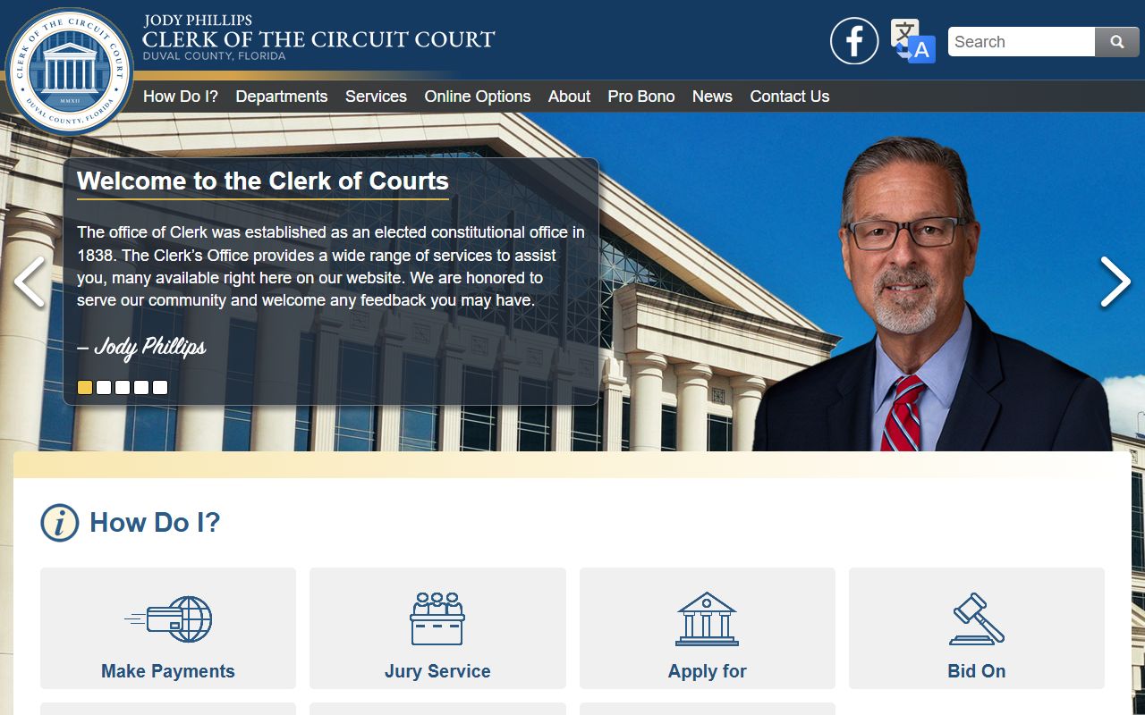 Duval County Clerk of Courts website for warrant records search