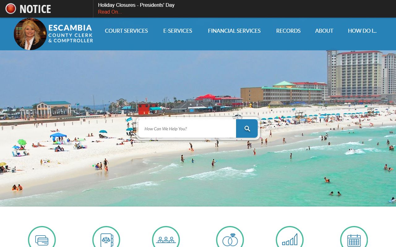 Escambia County Clerk of Courts website for warrant records search