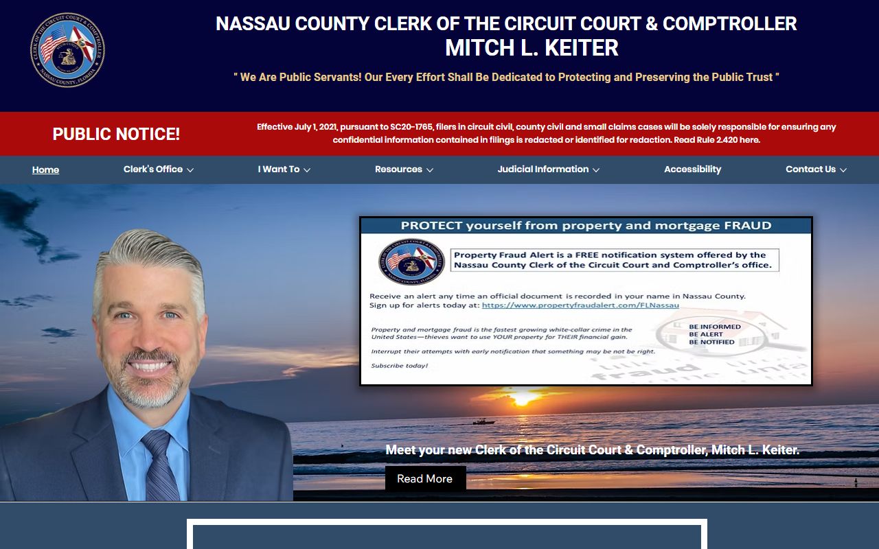 Nassau County Clerk of Court website for warrant records search