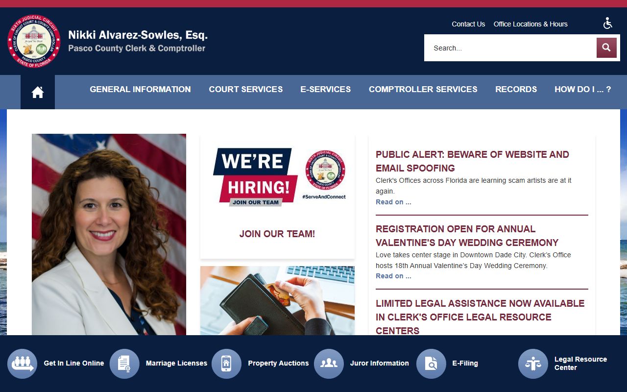 Pasco County Clerk of Courts website for warrant records search