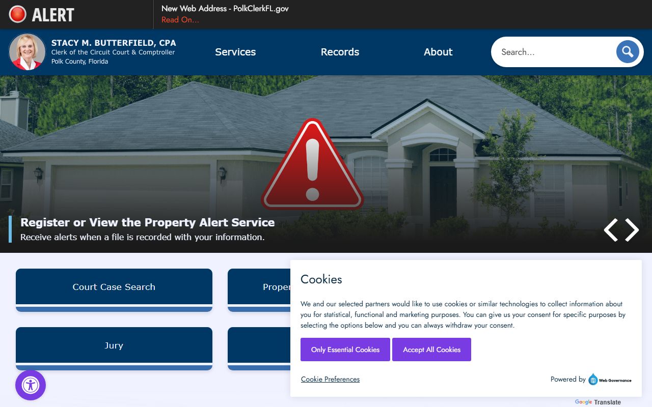 Polk County Clerk of Courts website for warrant records search