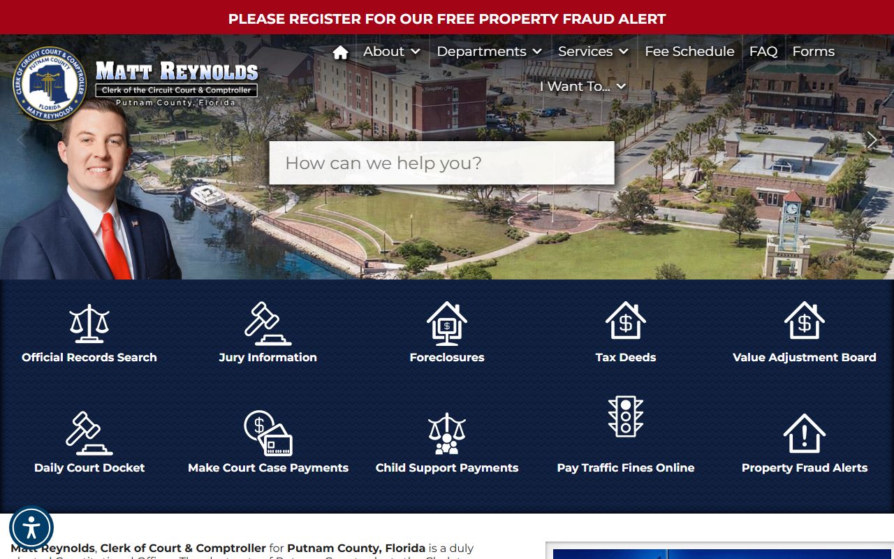 Putnam County Clerk of Courts website for warrant records search