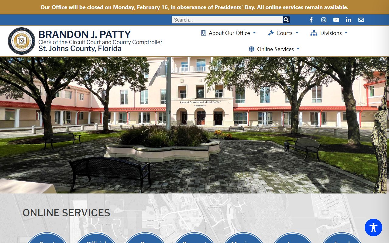St. Johns County Clerk of Courts website for warrant records search